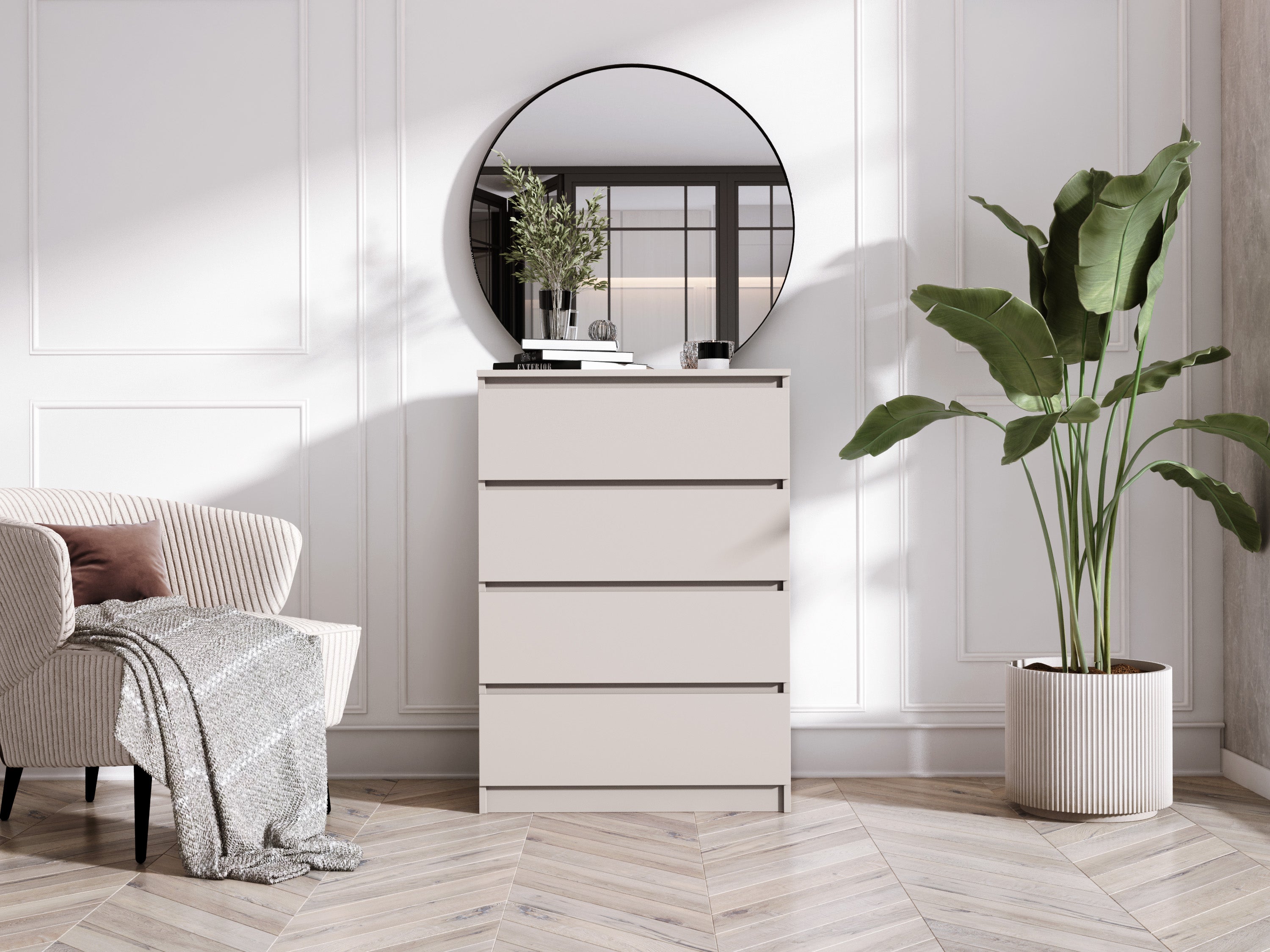 Commode 4 tiroirs, cachemire, 70 x 39 x 101 cm - 3