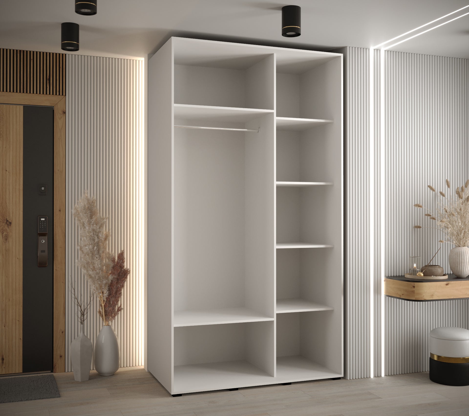 Szafa przesuwna z lustrem wysoka Davos 11 130 x 60 x 235,2 cm biały + czarny + u. czarny - Abiks Meble - 3