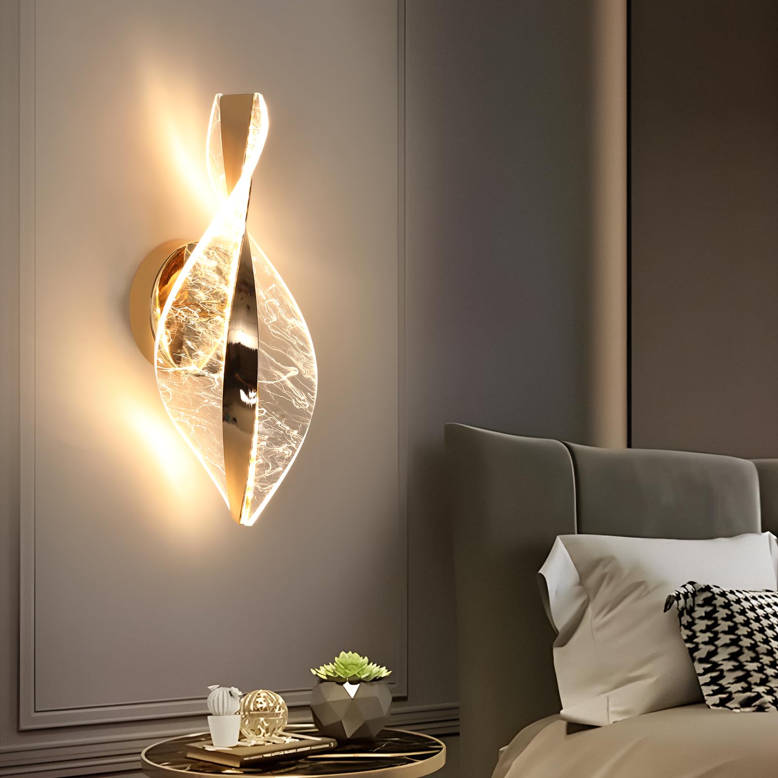 Kinkiet LED, 12W 2000LM Oro Dimmable, Lampa Ścienna LED z 3 Temperaturami Barwowymi do Sypialni, Korytarza, Salonu, Jadalni, 3000K/4500K/6500K