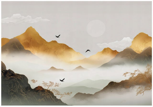 Fototapeta Góry Ptaki Natura Abstrakcja 400x280 cm Tapeta Do Sypialni Salonu Kuchni Na Flizelinie