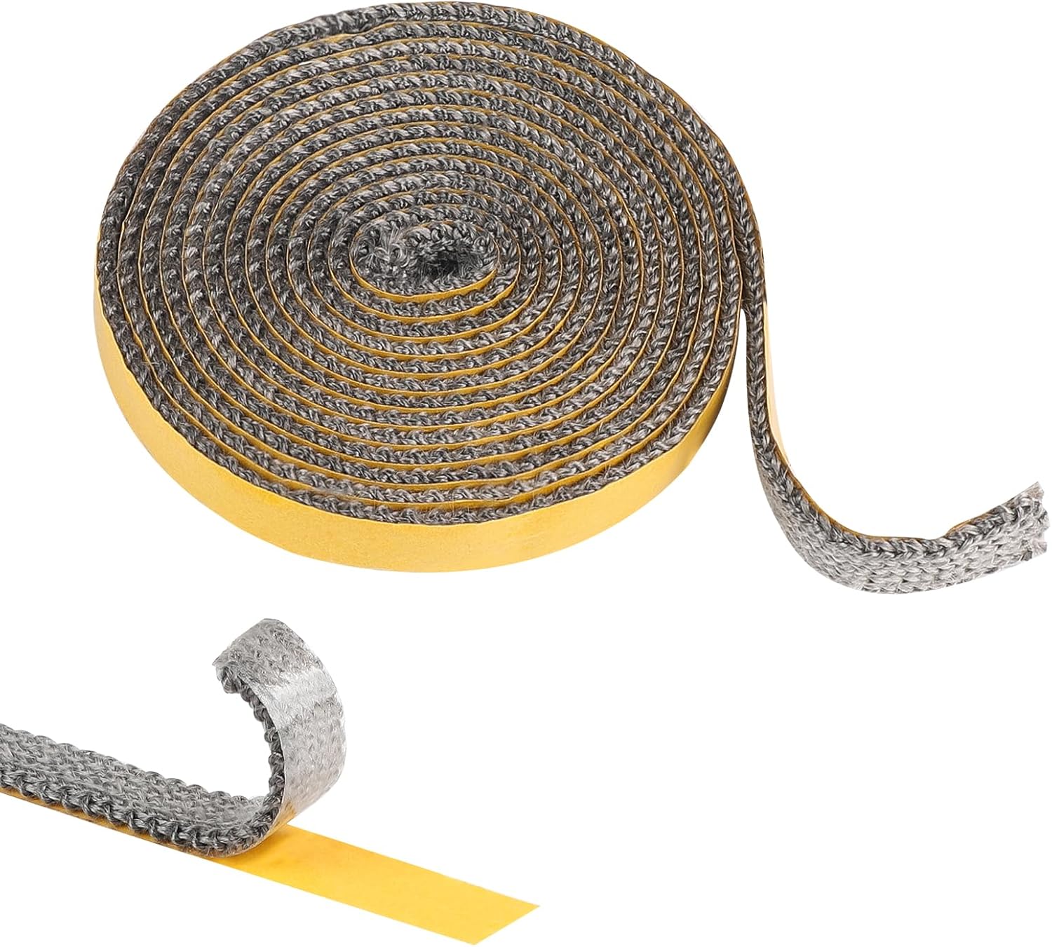 Uszczelka wkładu kominkowego, samoprzylepna uszczelka pleciona do pieca, uszczelka odporna na ciepło (2 mm x 15 mm x 2,5 m)