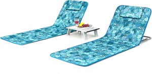 Spiaggina Pieghevole In Alluminio Palau Blu Reclinabile Con Poggiatesta,  Portata 100 Kg