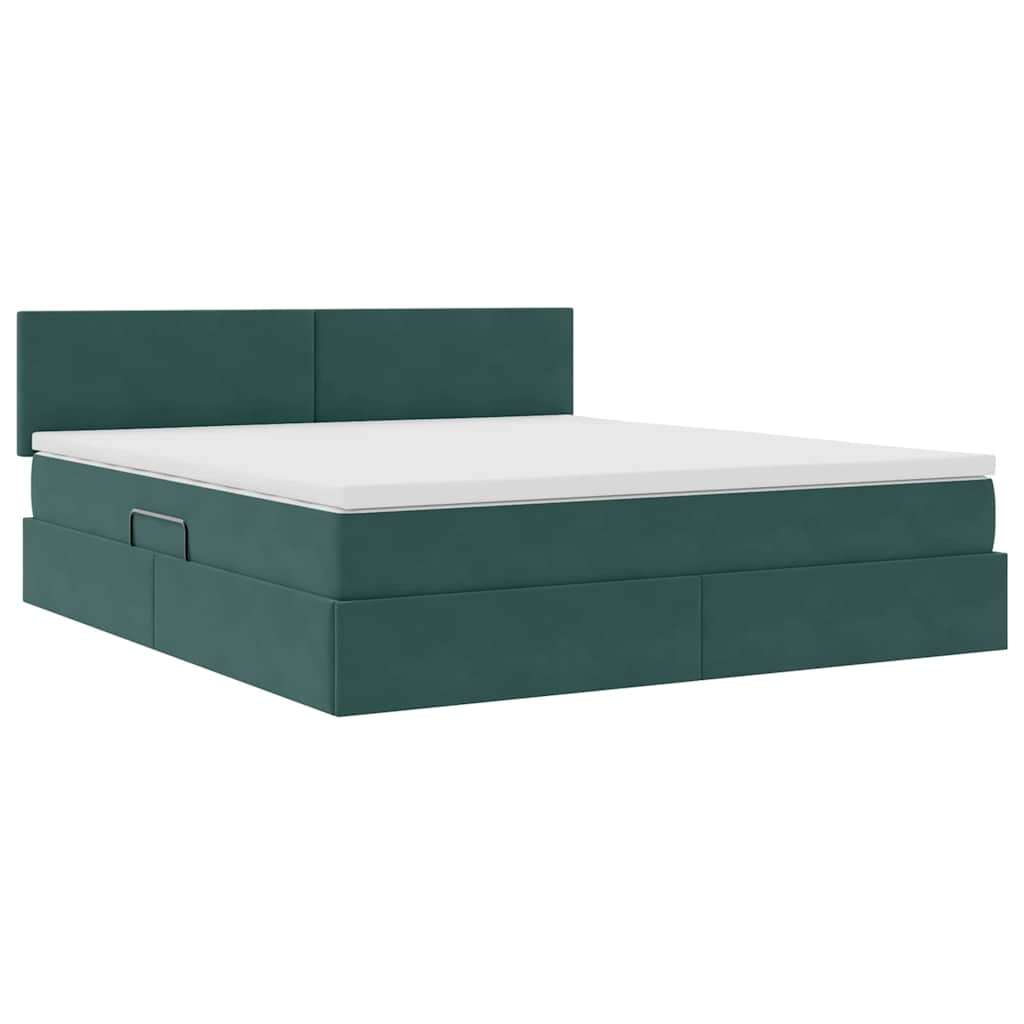 Lit avec rangement, vert foncé, 180 x 200 cm, velours - 4
