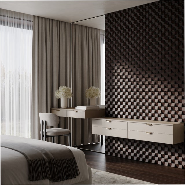 Lot de 18 Panneux acoustiques insonorisants ZARINA 50x6x5,5cm -0,54 m² surf.totale -MDF perforé laminé et mousse acoustique -Wengé