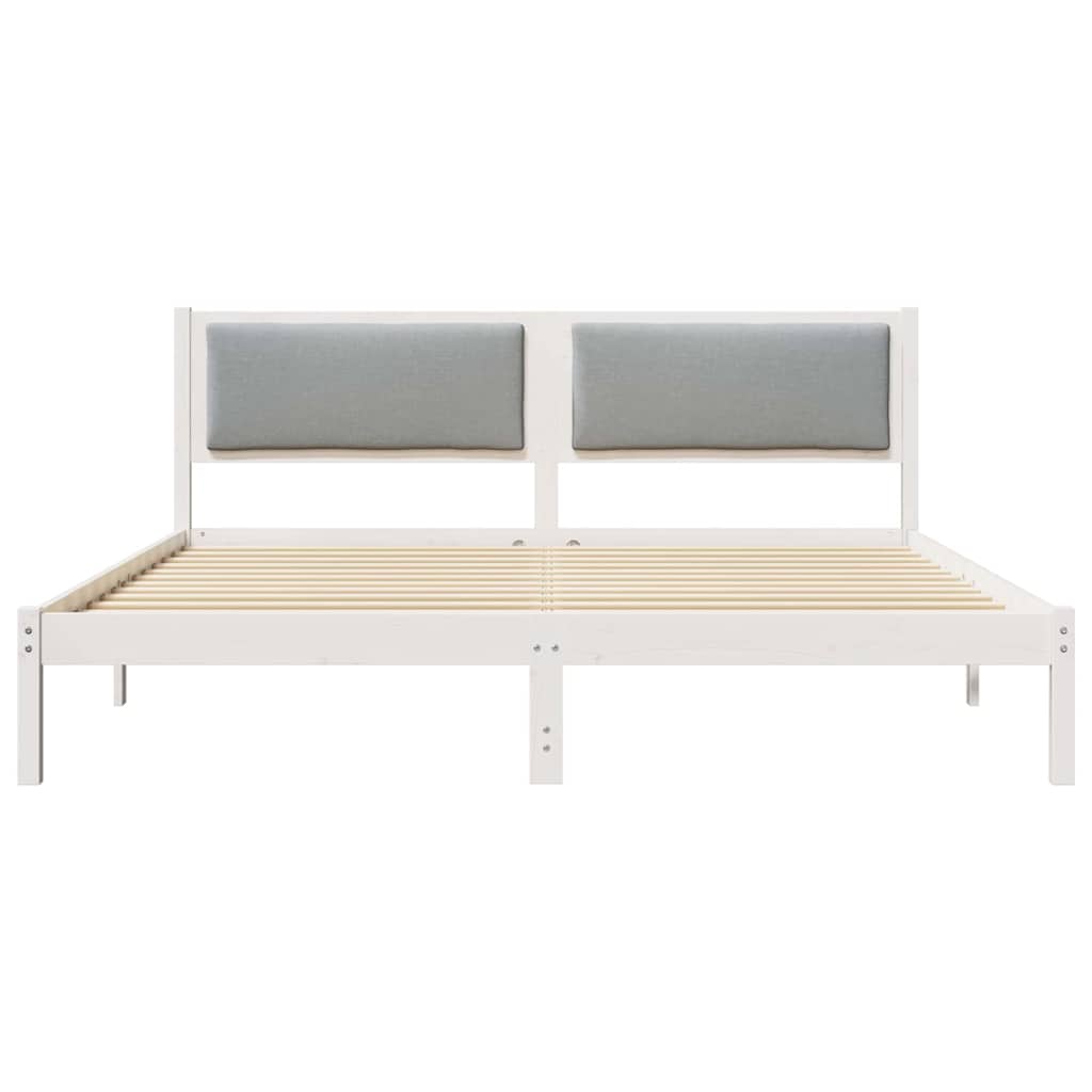 Cadre de lit gris clair, pin massif, pour la chambre, 200 × 200 cm - 5