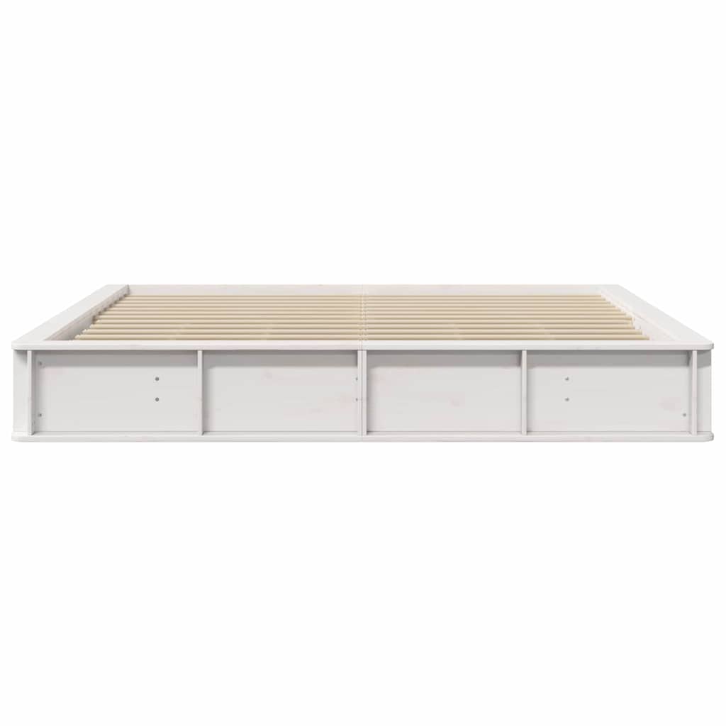 Cadre de lit blanc en bois de pin massif pour la chambre, 180 × 200 cm - 5