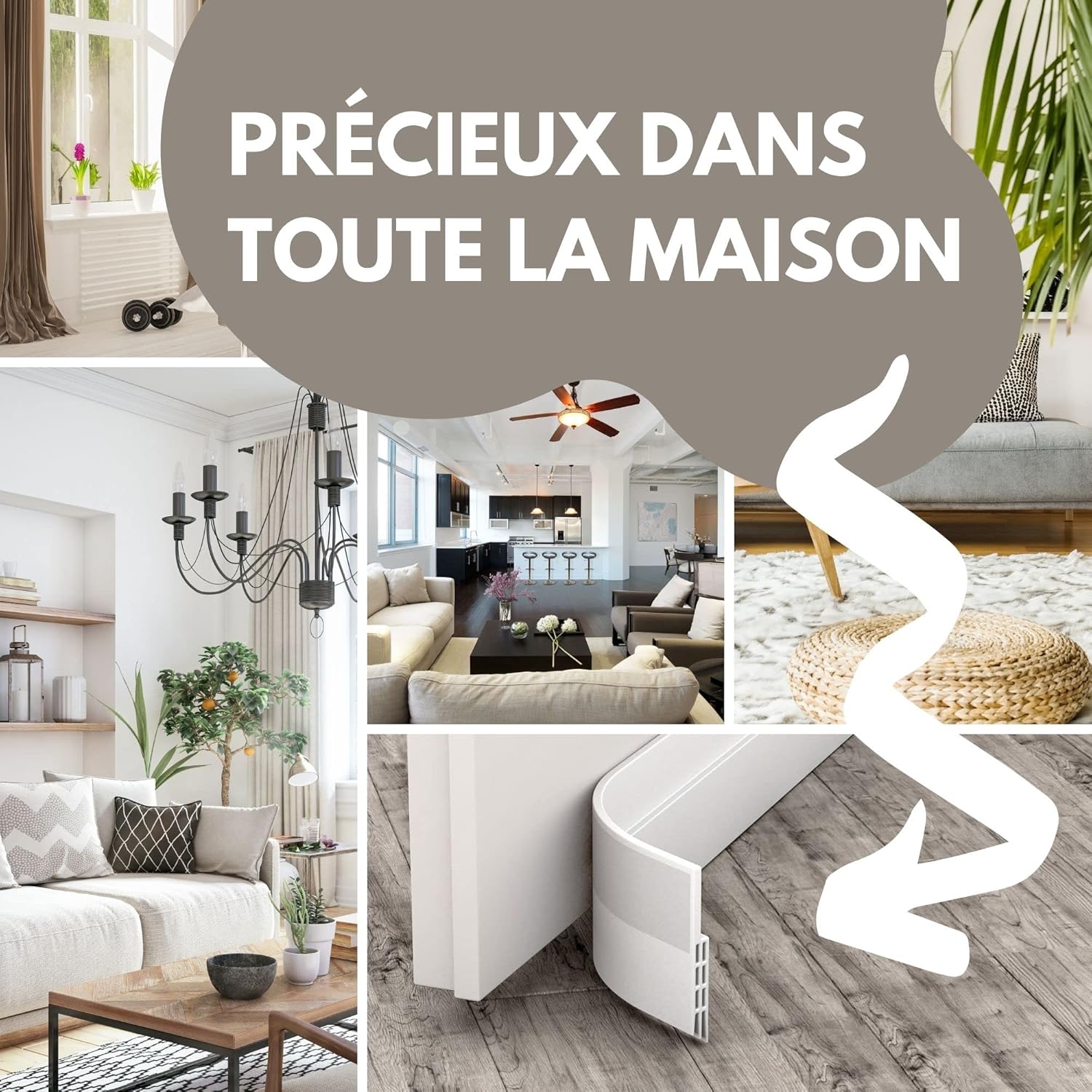 Fondo porta anti-spiffero e guarnizione porta - NUOVO fondo porta isolante, per l'isolamento da freddo, rumore e umidità (1x bianco) - 4