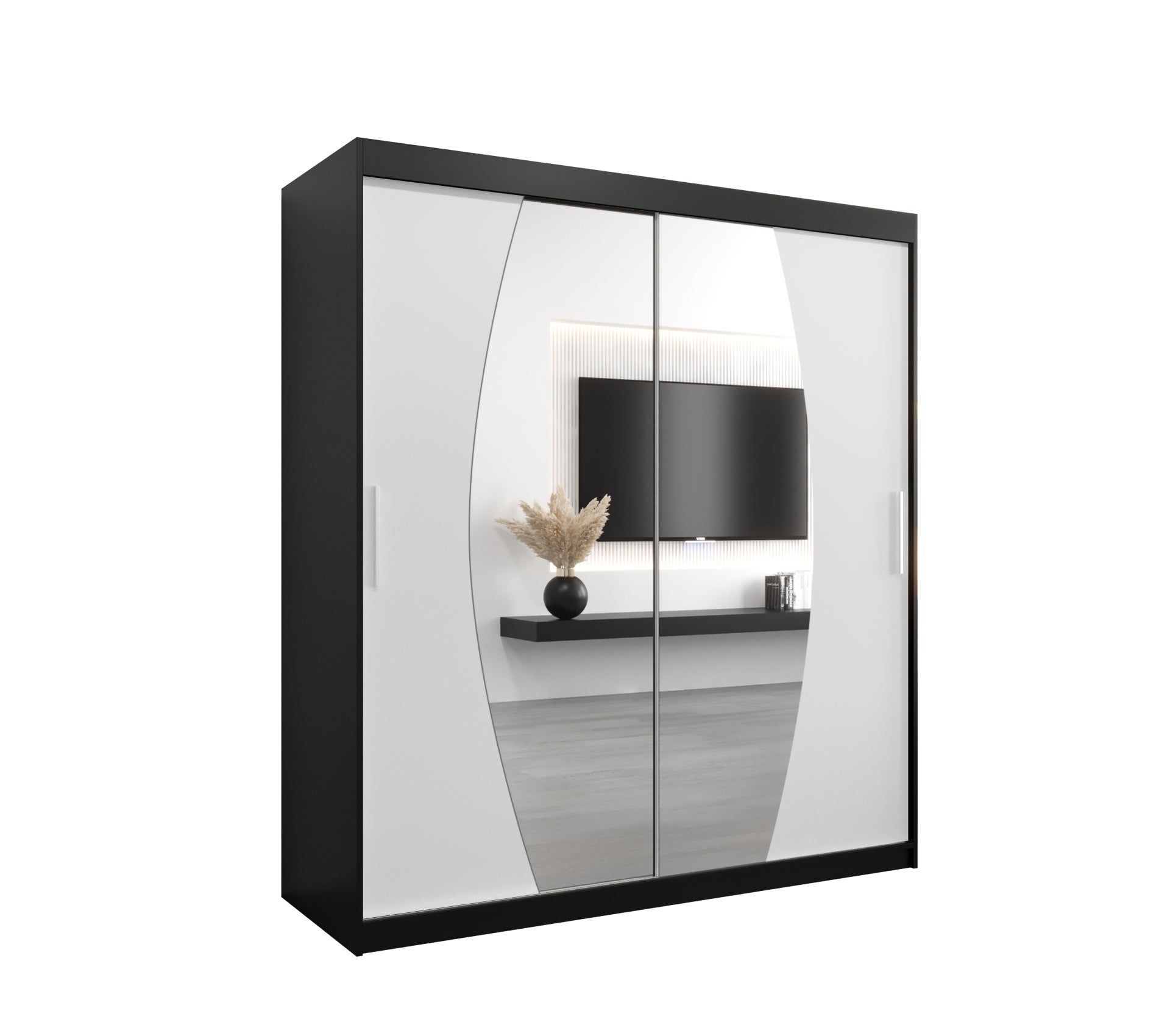 Szafa przesuwna garderoba ELYPSE 180 x 62 x 200 cm Czarny + Biały - Abiks Meble