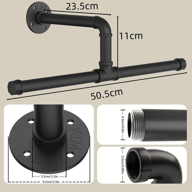 UNINGYI 2 ganci da cucina, appendiabiti con 6 ganci, appendiabiti in acciaio inox, 32 cm, appendiabiti da parete per bagno, soggiorno e corridoio (nero UNINGYI 2 ganci da cucina, appendiabiti con 6 ganci, appendiabiti in acciaio inox, 32 cm, appendiabiti da parete per bagno, soggiorno e corridoio (nero