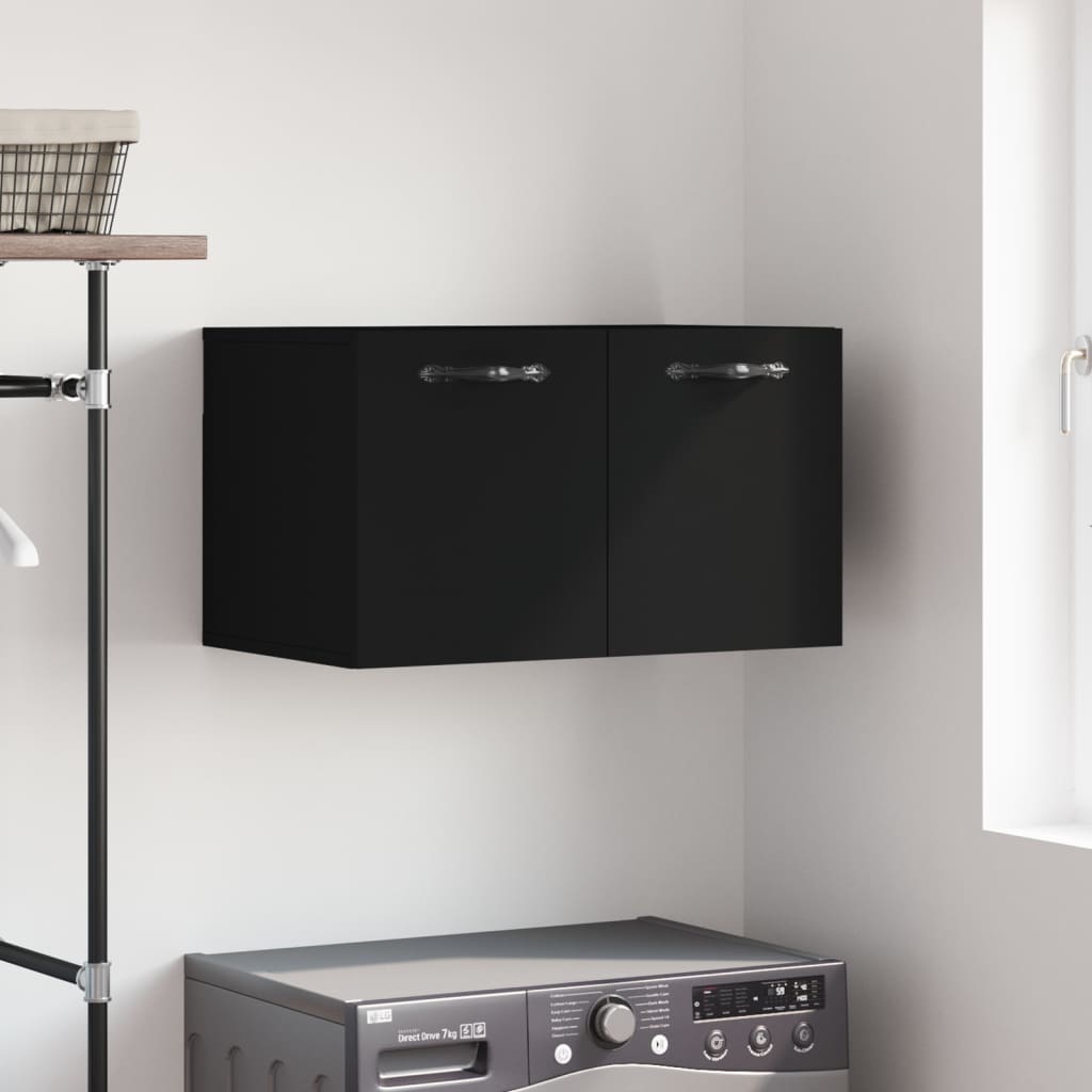 Meuble Mural Chêne Noir 60x31x70 Cm - Armoire Salle De Bain/Salon Avec 3 Étagères - Bois D'Ingénierie