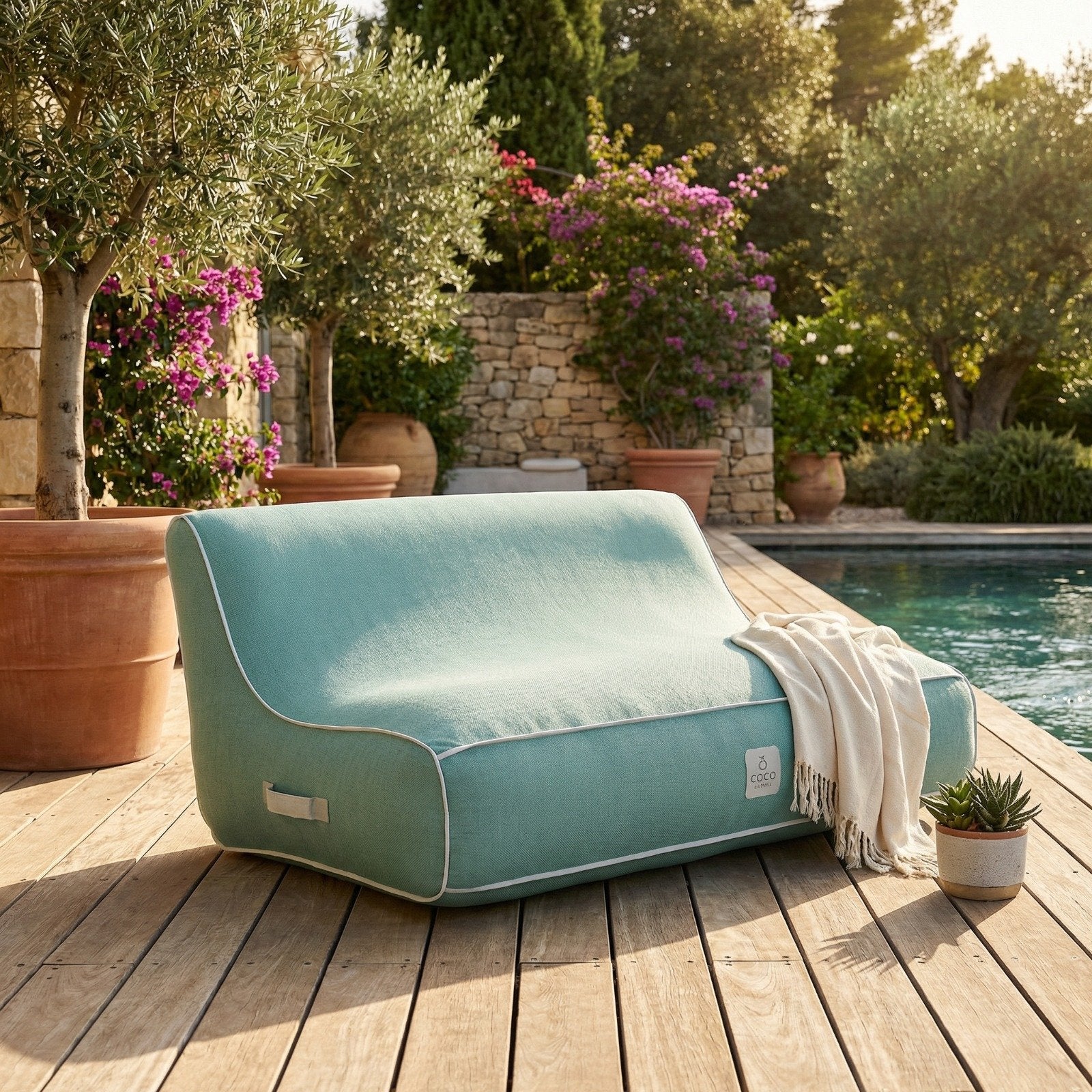 Canapé de jardin gonflable ALIZÉ ambiance Soge vert d'eau | Leroy Merlin