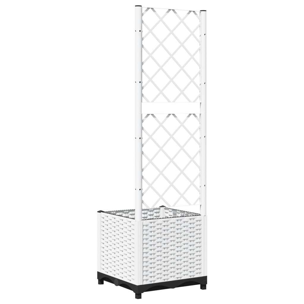 Maison Exclusive - Vaso/floreira jardim c/ treliça 40x40x136 cm PP branco - 6