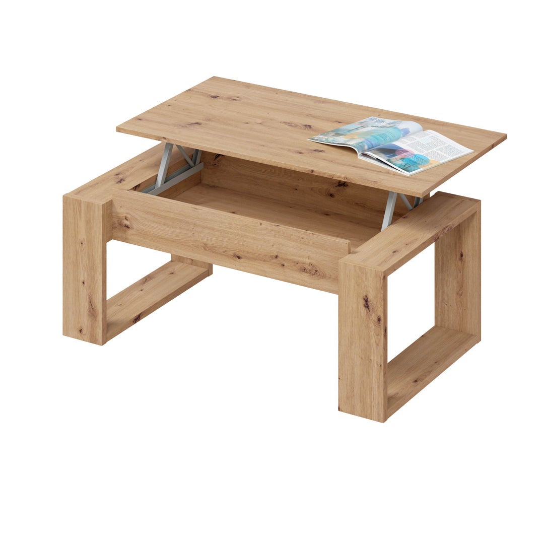 Table basse relevable - BALTIK - Rectangulaire - Chene - Sur pieds - 105 x 55 x 45 cm - 6
