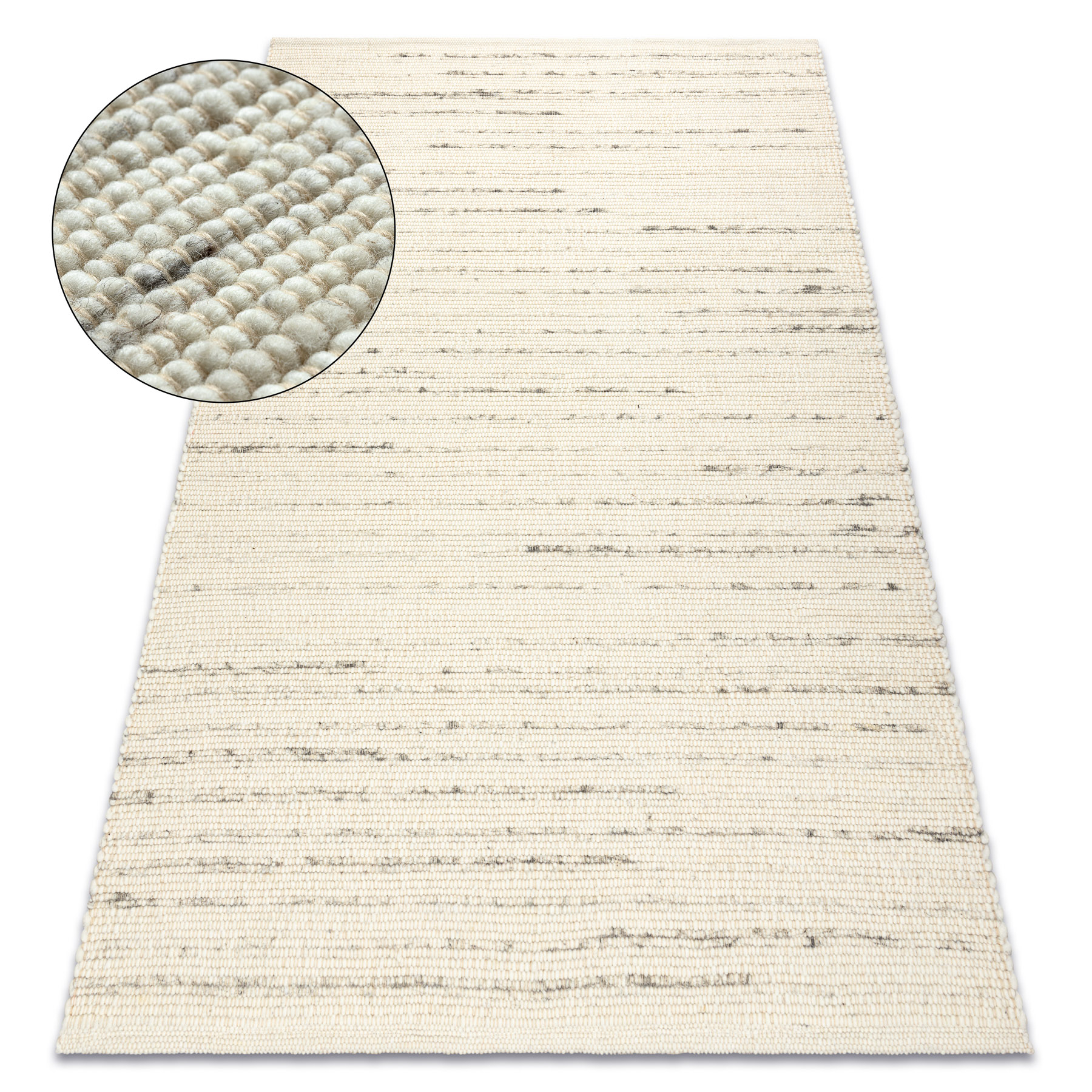 Alfombra nepal 2100 blanco / naturales gris - lana, de doble cara 140x190 cm