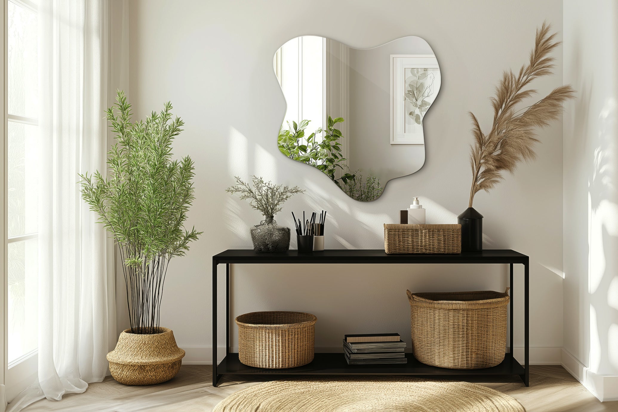 Miroir asymétrique haut de gamme, parfait pour salon et dressing - 77,3 cm x 76,6 cm - 2