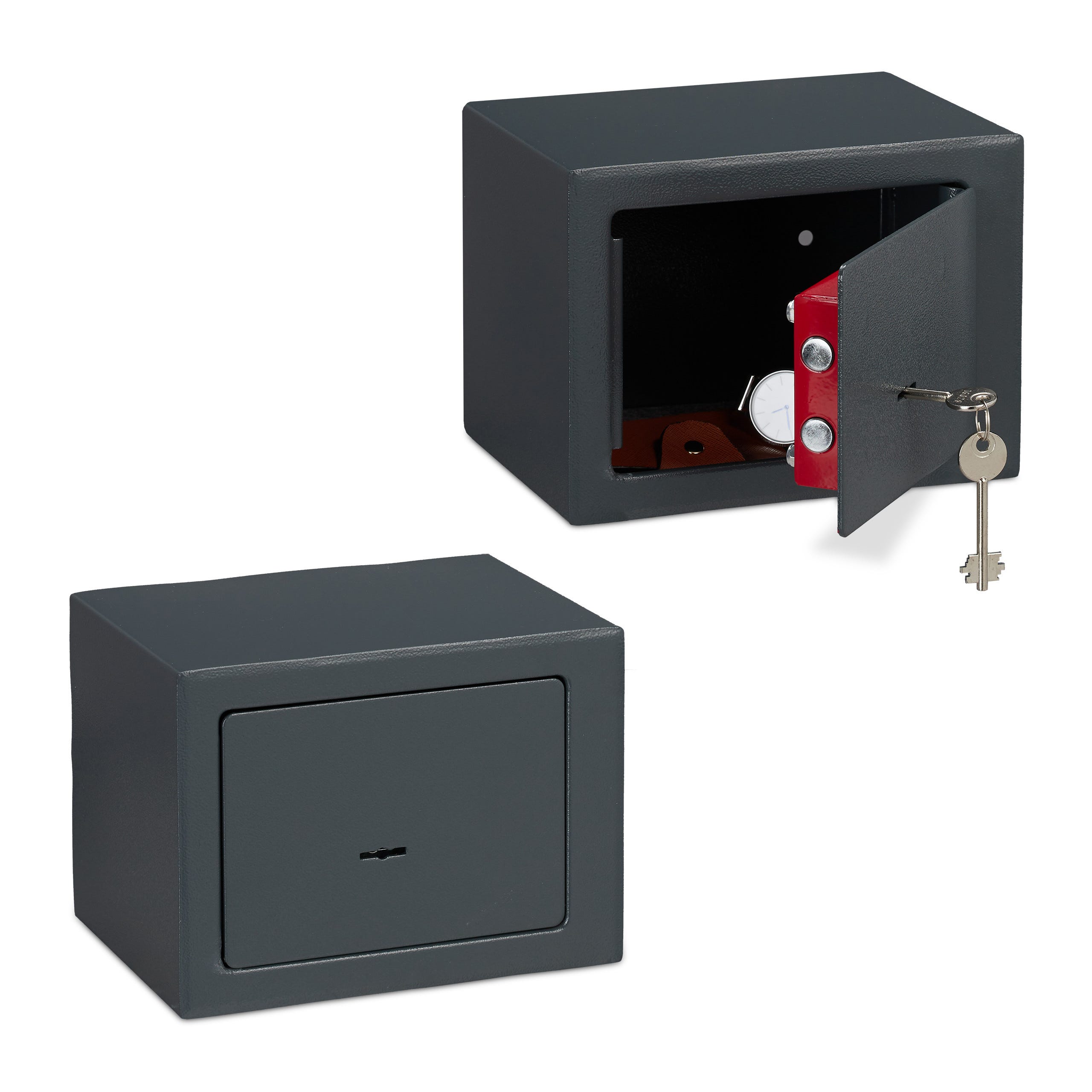 Coffre-fort avec clé, lot de 2, Panneton double, Fixation au mur ou au ...