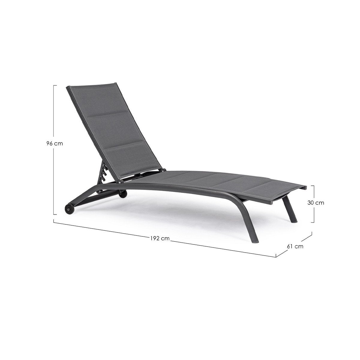 Leżak ogrodowy z kółkami, regulowany leżak do opalania Cleopas - 7
