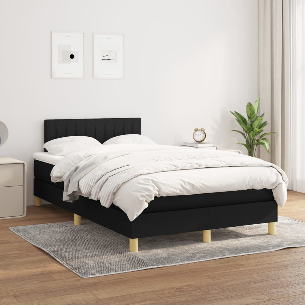 Sommier à Lattes + Matelas 160x200 Cm – Noir, Tissu, Neuf Sous Emballage