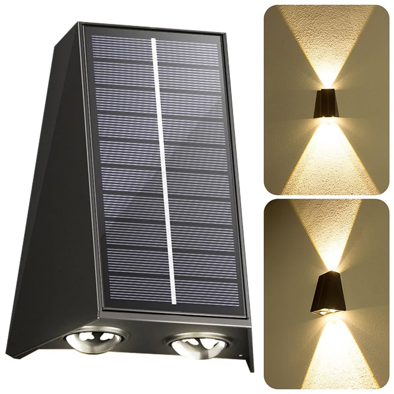 Zewnętrzne oświetlenie słoneczne górno dolne oświetlenie ścienne LED zasilane energią słoneczną wodoodporne lampy solarne zmierzchu świtu dziedzińcu