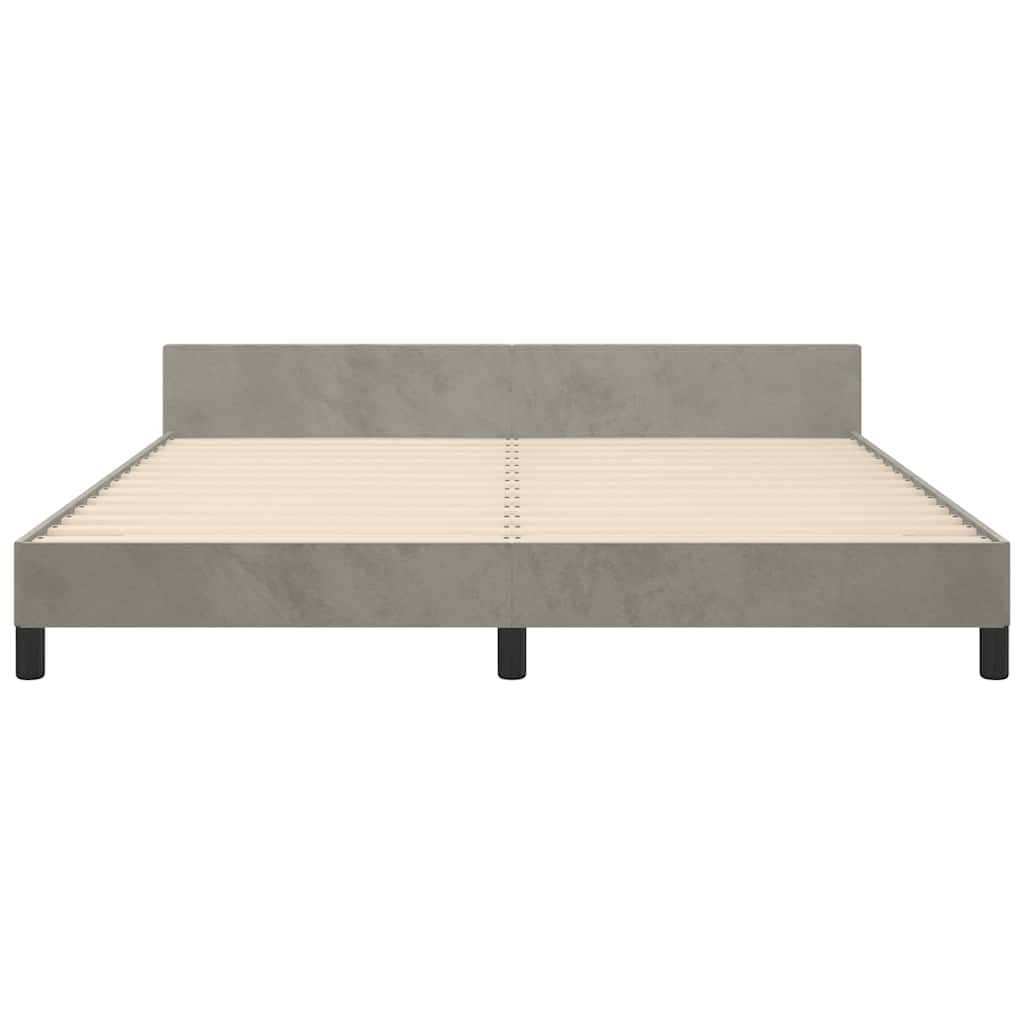 Cadre de lit sans matelas gris clair 180 x 200 cm velours - 5