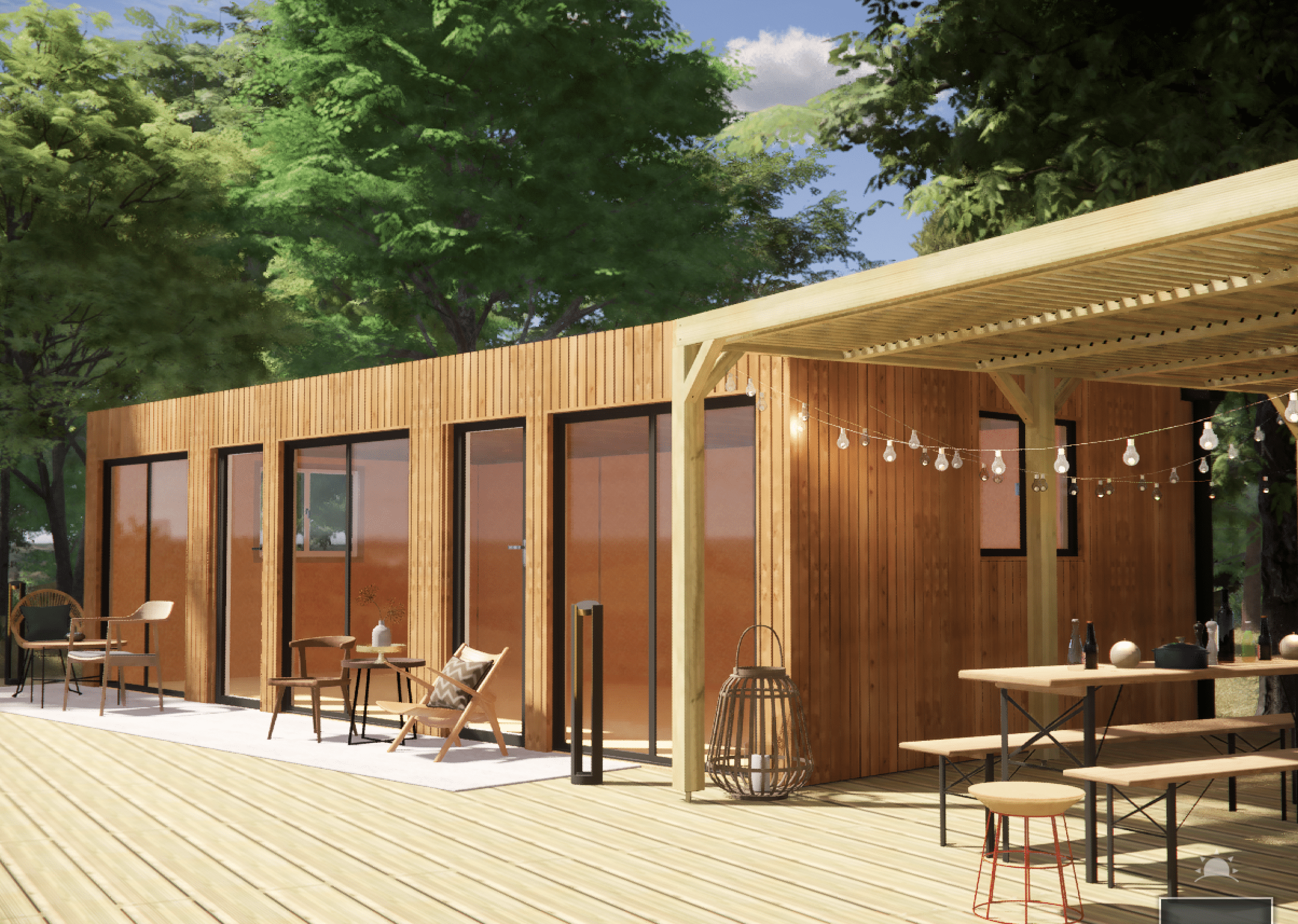 Studio de jardin ossature bois en bois 8,8 x 5,7 x 2,7 m - 6