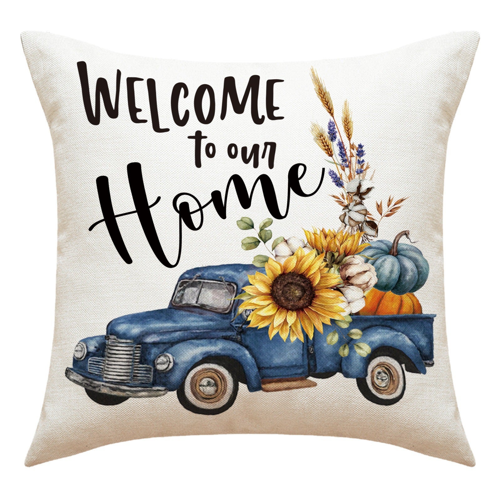 Lot de 4 housses de coussin décoratives motif citrouille 45 x 45 cm, pour canapé, salon, chambre, jardin, décoration d'intérieur - 4