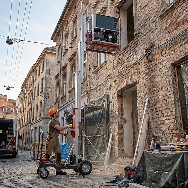Potence de levage mobile à fourches inversées - Levée max 5m - Charge 200kg - Manutention sur chantier et atelier - 300880 - 4