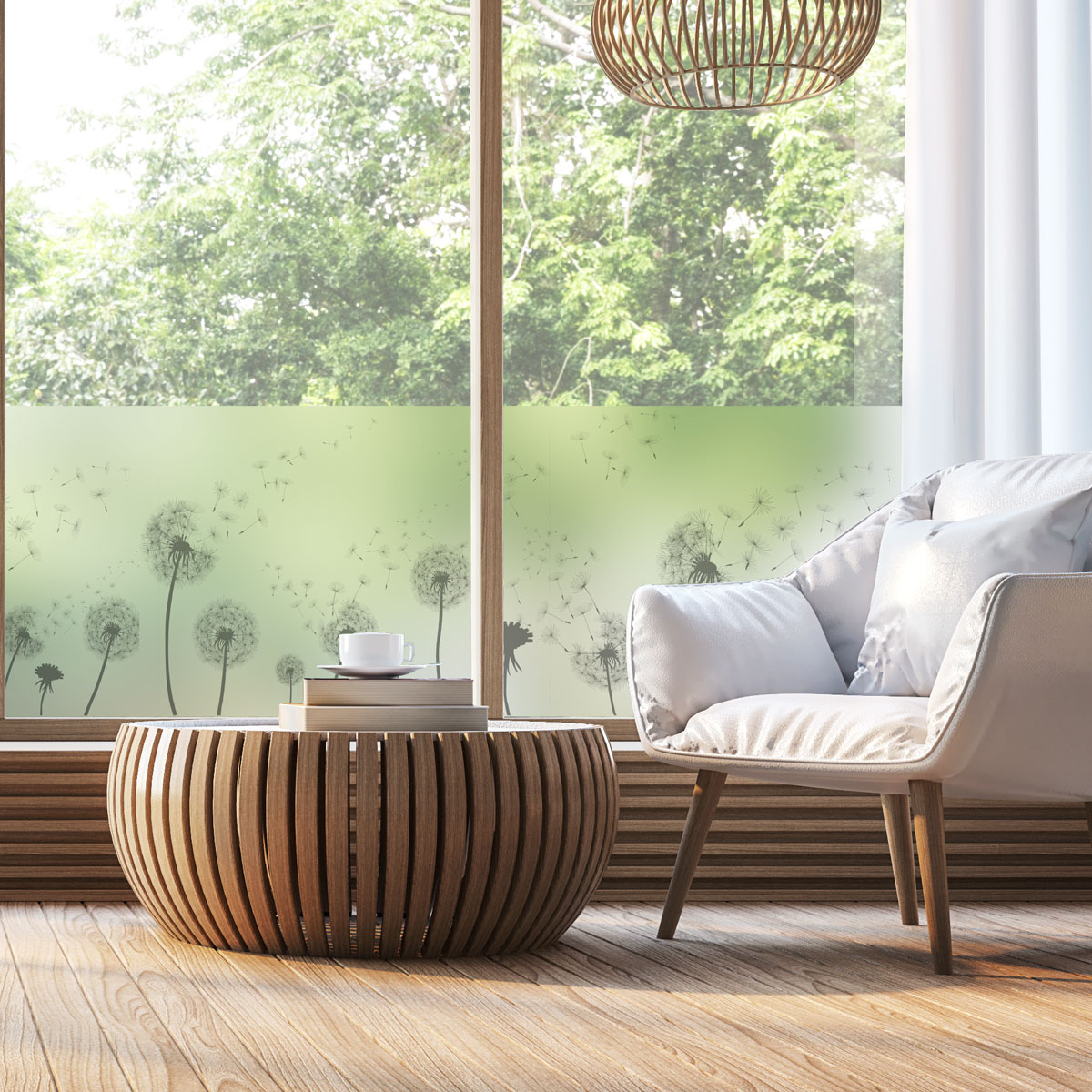 Vinilo opaco y privacidad para ventana 1 metro x 40 cm dientes de león - adhesivo pared - sticker revestimiento