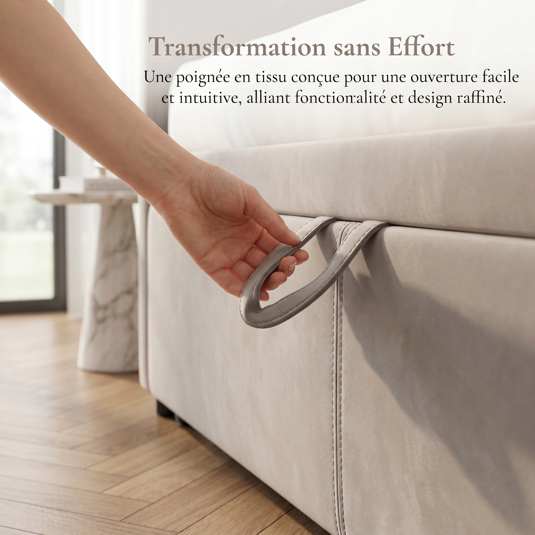 Canapé-lit extensible 90/180 x 200cm 2 Places, canapé convertible rembourré avec sommier à Lattes, velours, gris, sans matelas - 7