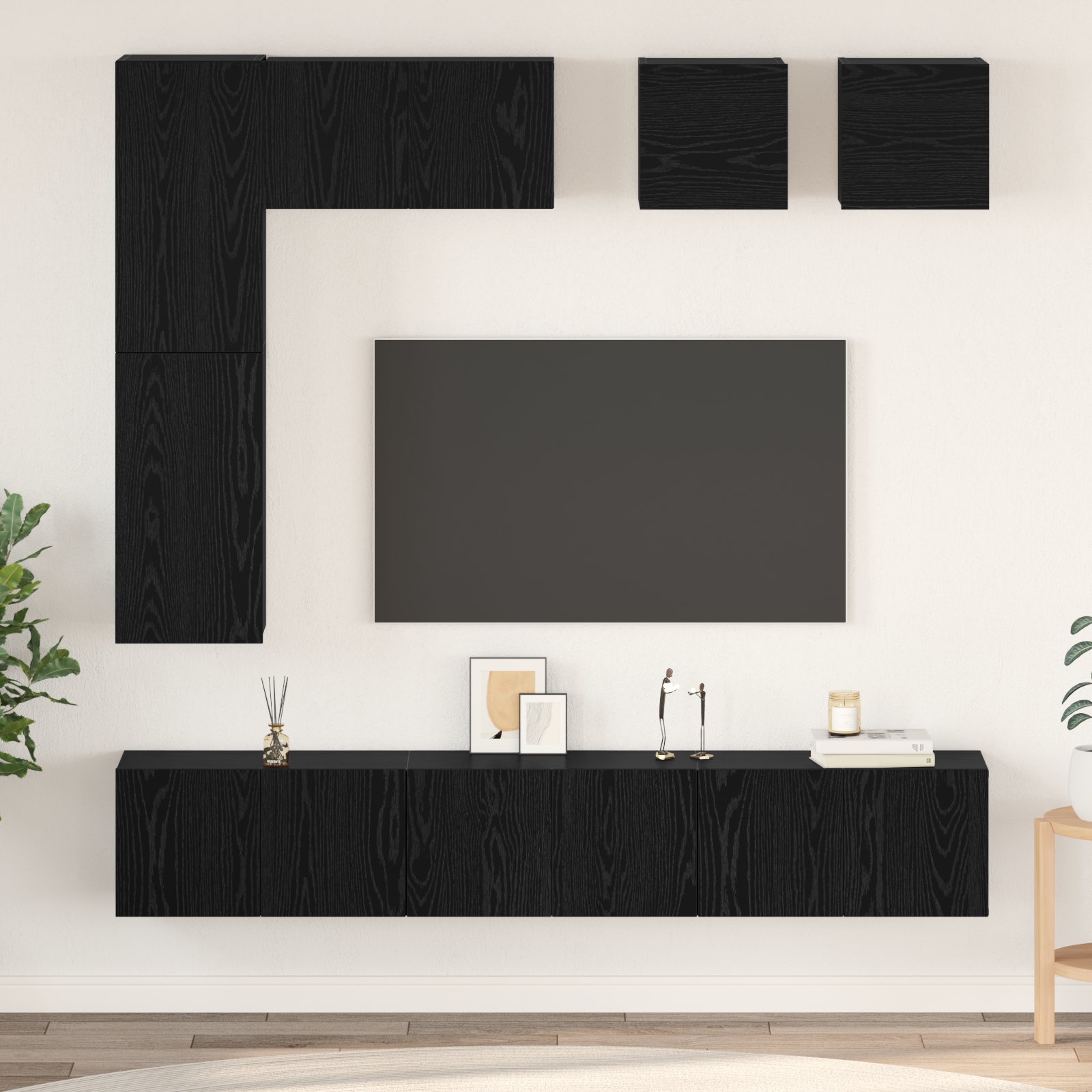 Zestaw szafek RTV 8 pcs Czarny Dąb Materiał drewnopochodny vidaXL