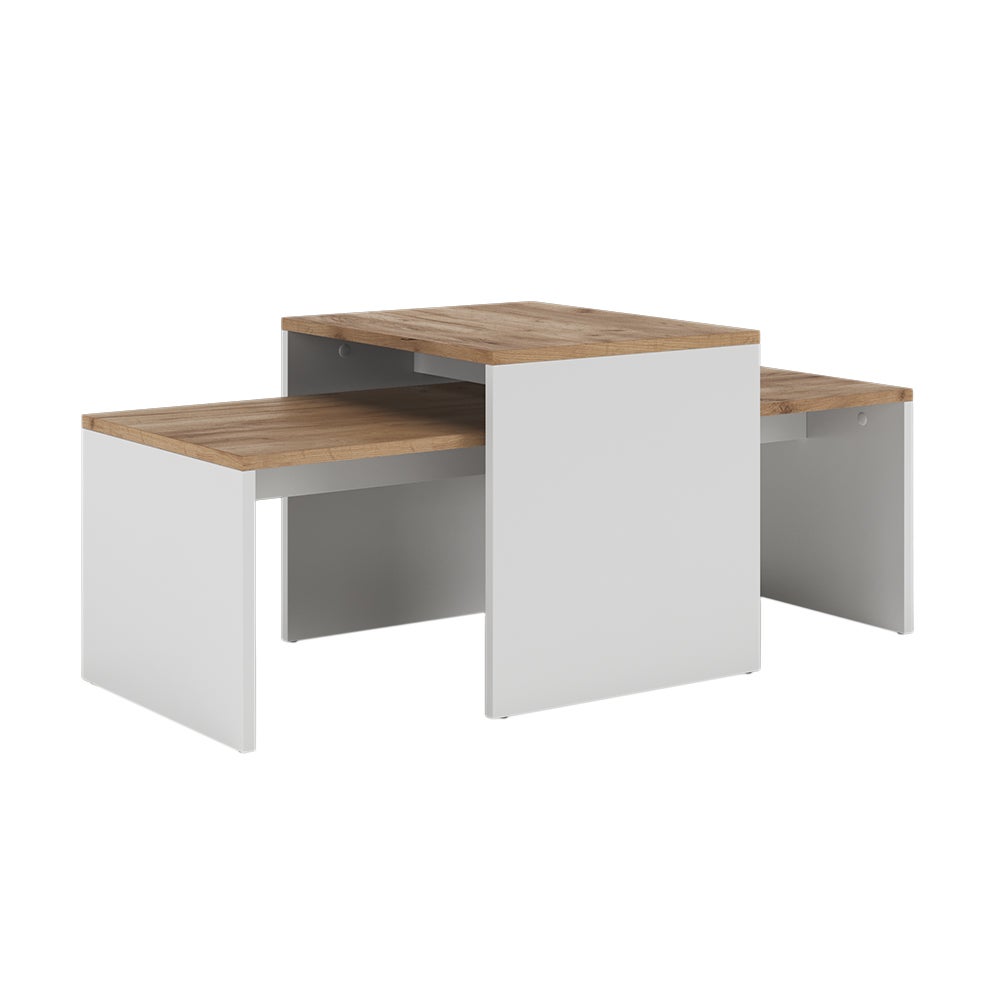 Vicco Zestaw stolików kawowych Donat, Biały/złoty dąb, 100 x 48 cm , 2 części