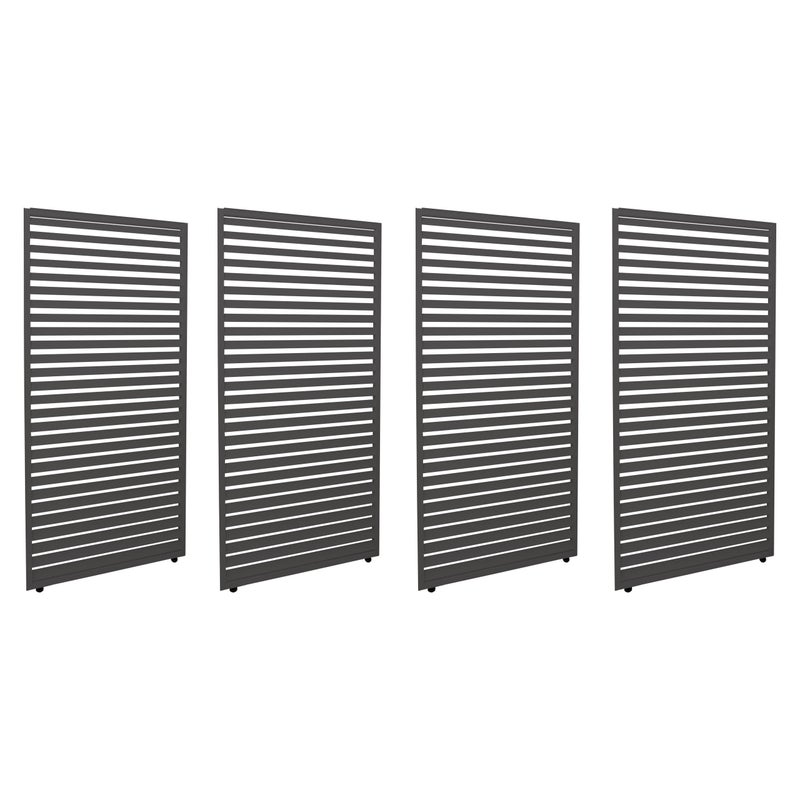 Zestaw 4 paneli aluminiowych do pergoli HWC-L46, zadaszenie patio, moduł panelu listwowego, 204x369cm ~ antracyt