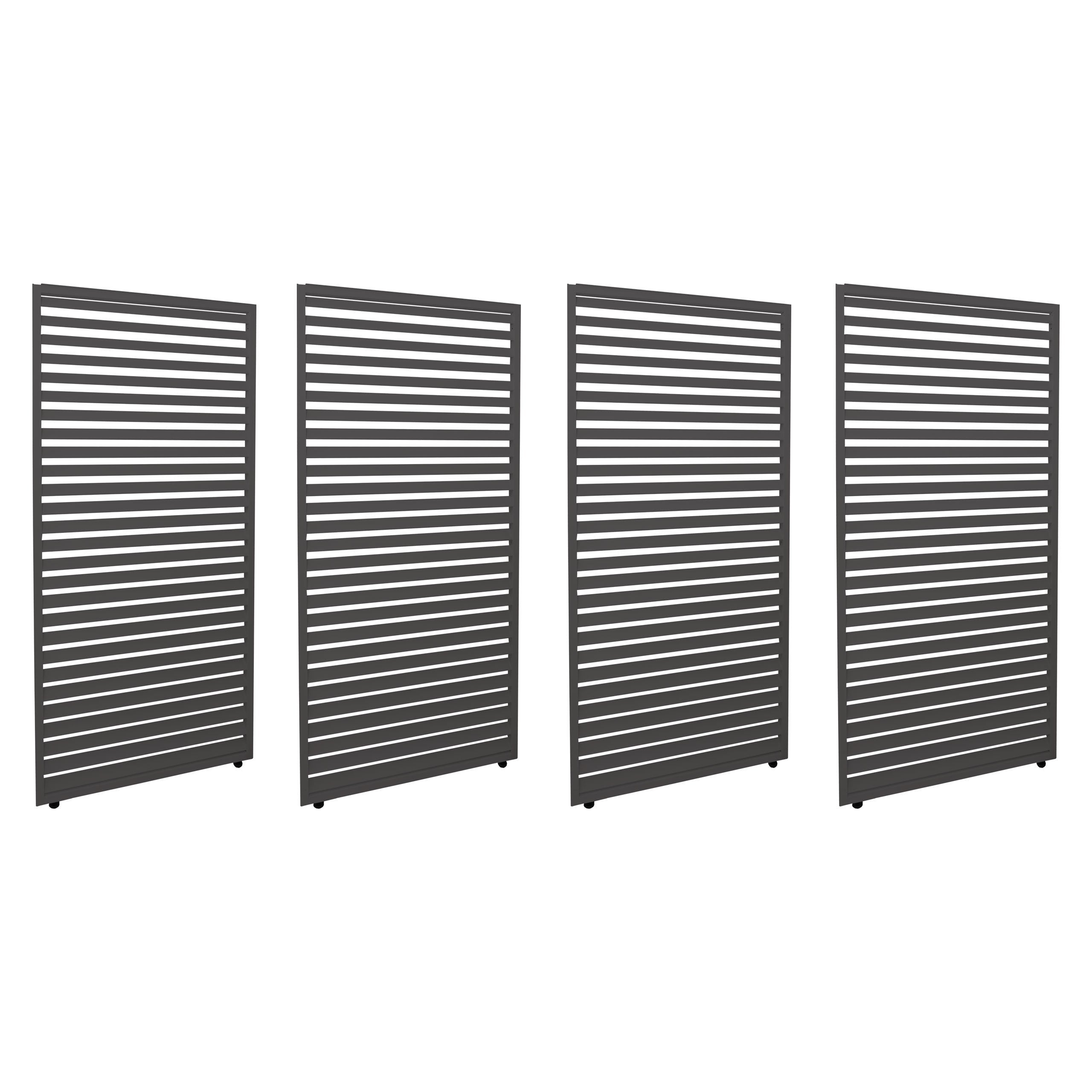 Zestaw 4 paneli aluminiowych do pergoli HWC-L46, zadaszenie patio, moduł panelu listwowego, 204x369cm ~ antracyt