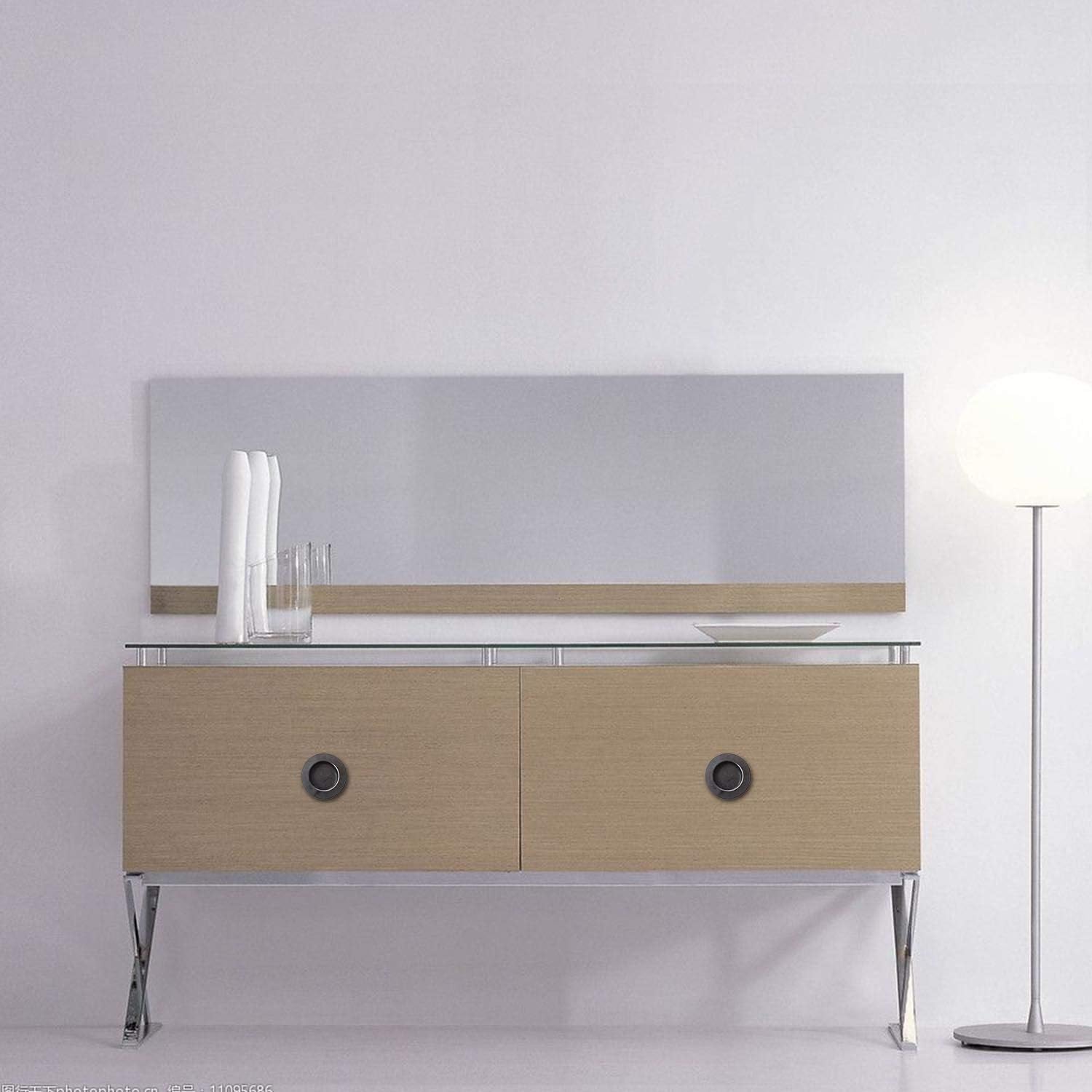 pezzi maniglie rotonde incassate, maniglia per porta scorrevole in acciaio inossidabile 304 da 40 mm, maniglie per mobili nere - 2