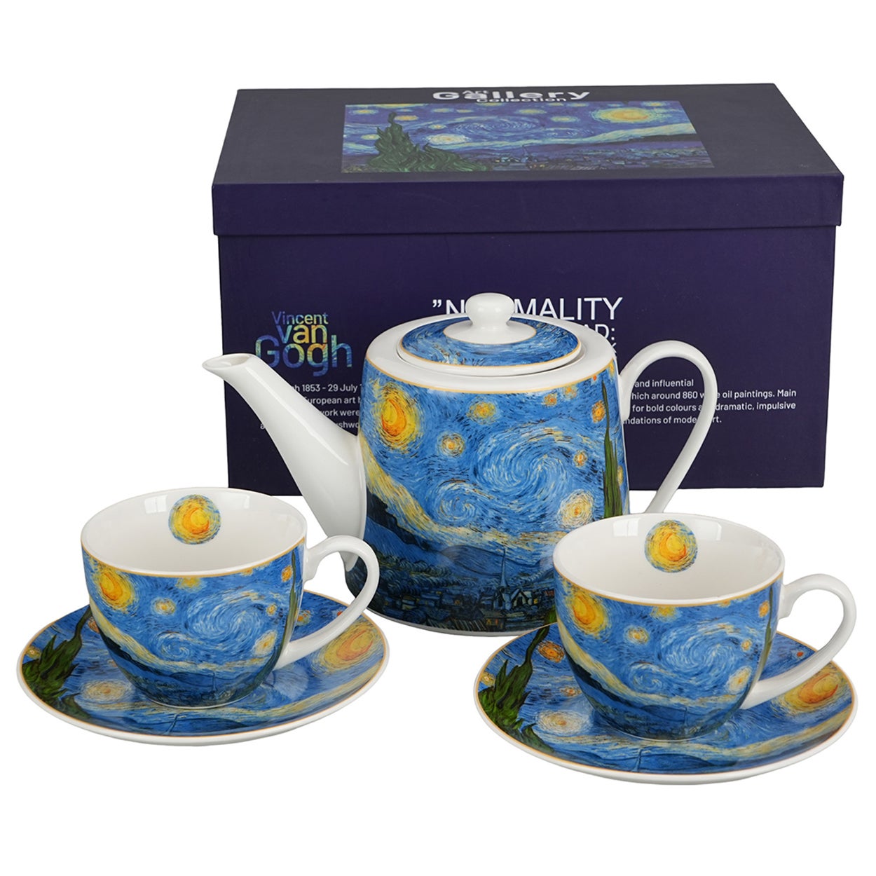 Zestaw DUO dzbanek 2 filiżanki ze spodkami STARRY NIGHT Van Gogh zest.