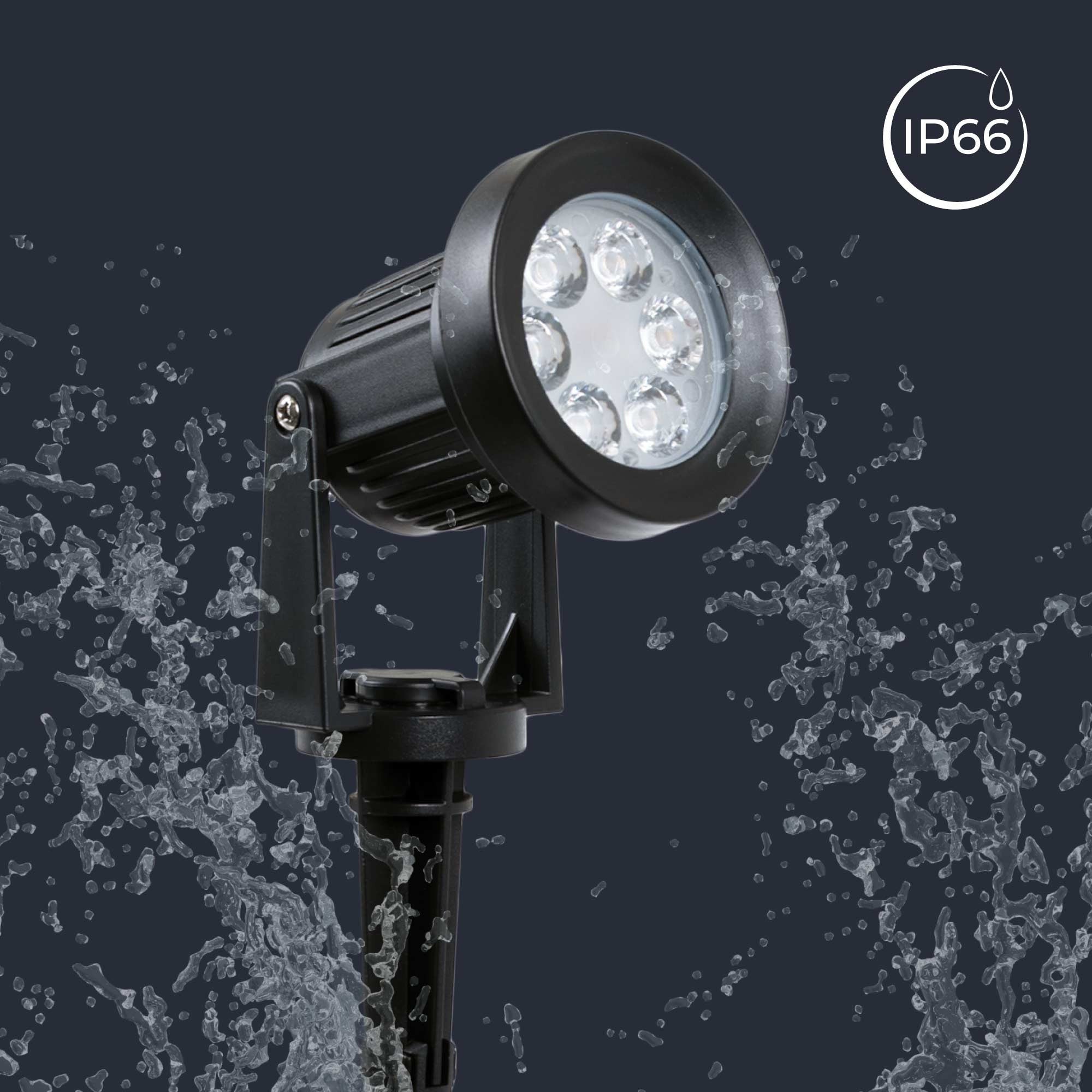 Kit x 4 focos solares para exterior com painel solar - 5W - IP66 - 3000K - Branco Quente - 5