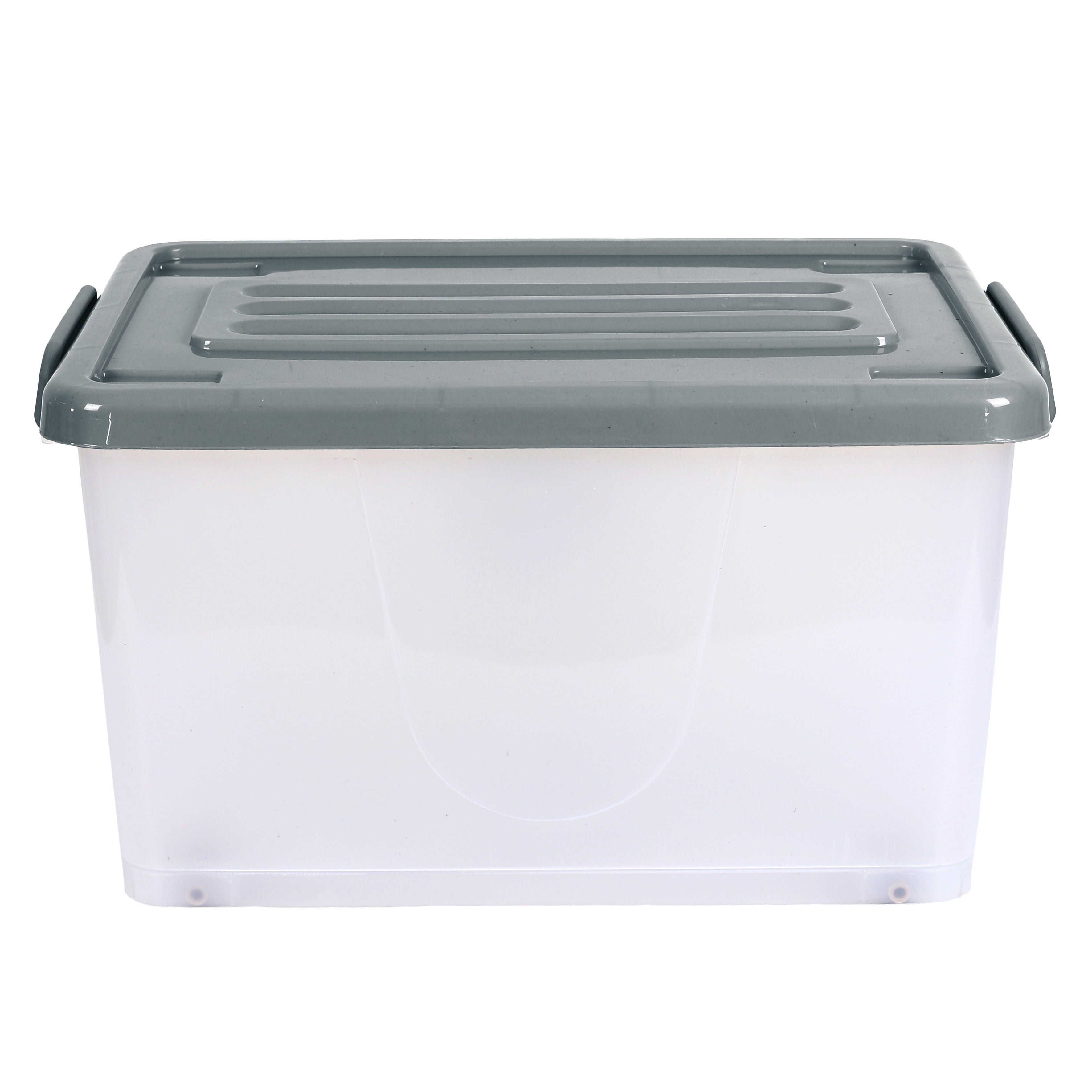 Boîte de rangement - JE CHERCHE UNE IDEE - Sur roulettes - 35 L - Gris et transparent - 2