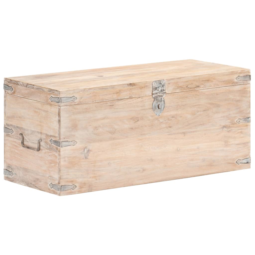 Vidaxl Baúl De Madera Maciza De Acacia 90X40x40 Cm Blanco , Leroy Merlin