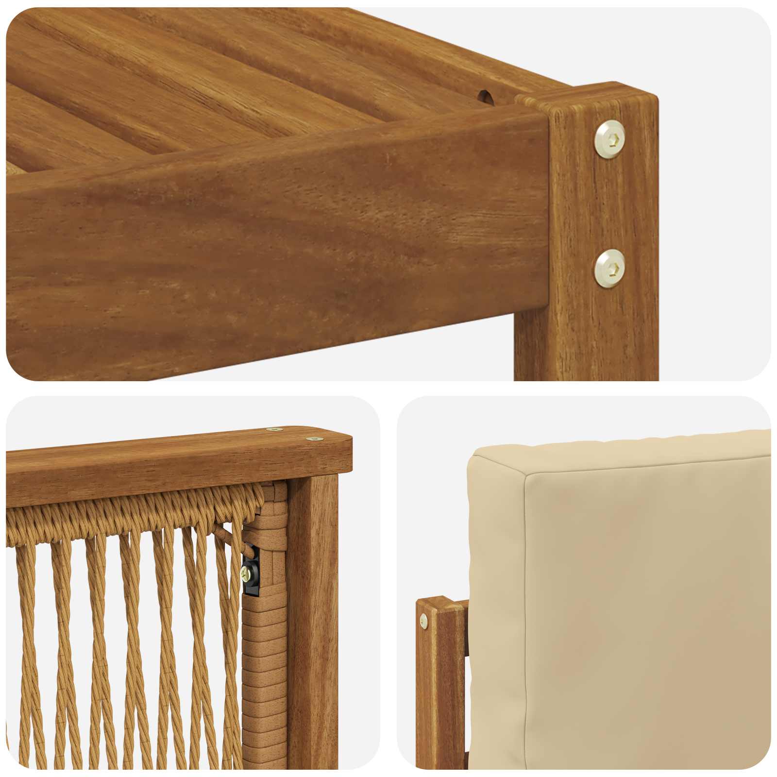 Ensemble de canapés d'extérieur, 9 pièces, en polyester, naturel et beige, pour la terrasse - 6