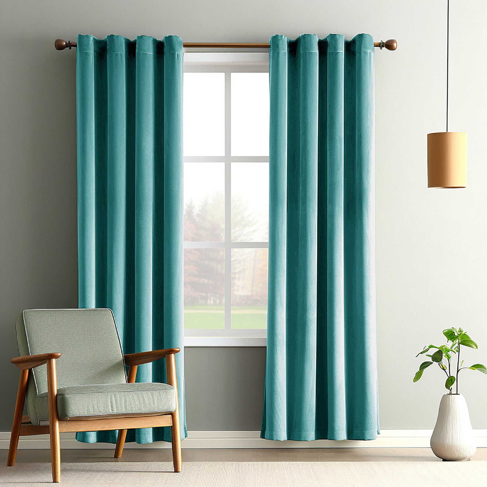 Rideaux Occultants Thermiques en Velours Épais 2 pièces, Isolation & Élégance, Convient pour les salons et les chambres à coucher 132x244CM Sarcelle - 2