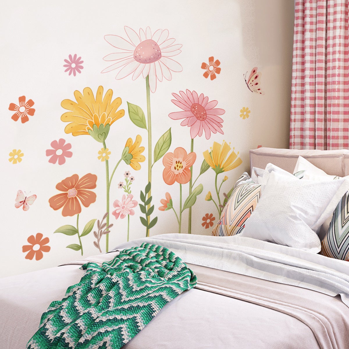 Stickers muraux bohèmes marguerites et fleurs sauvages - Décoration murale pour chambre de , chambre de bébé, chambre d'enfant - 2