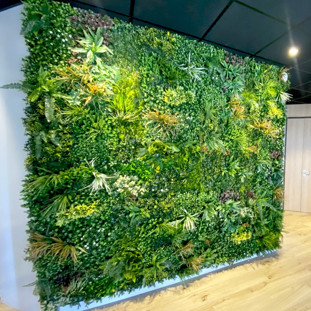 Mur vegetal artificiel Jungle lot 5 plaques 1 m² vert violet 80 mm brise vue haie artificielle - 6