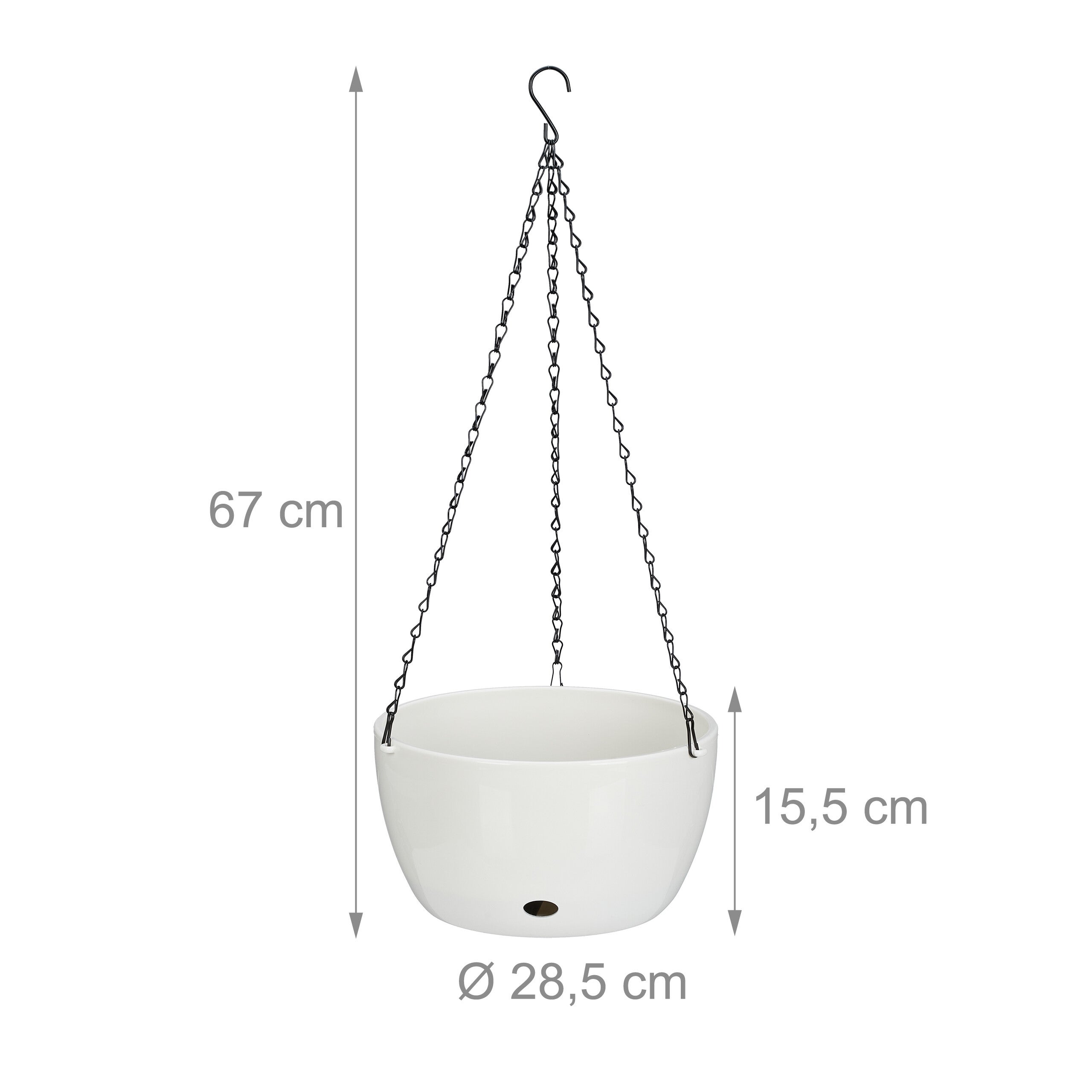 pot de fleurs avec réservoir d'eau, lot de 2, HxD : 67x28,5 cm, pots de plantes, trou de drainage, blanc, Relaxdays - 4