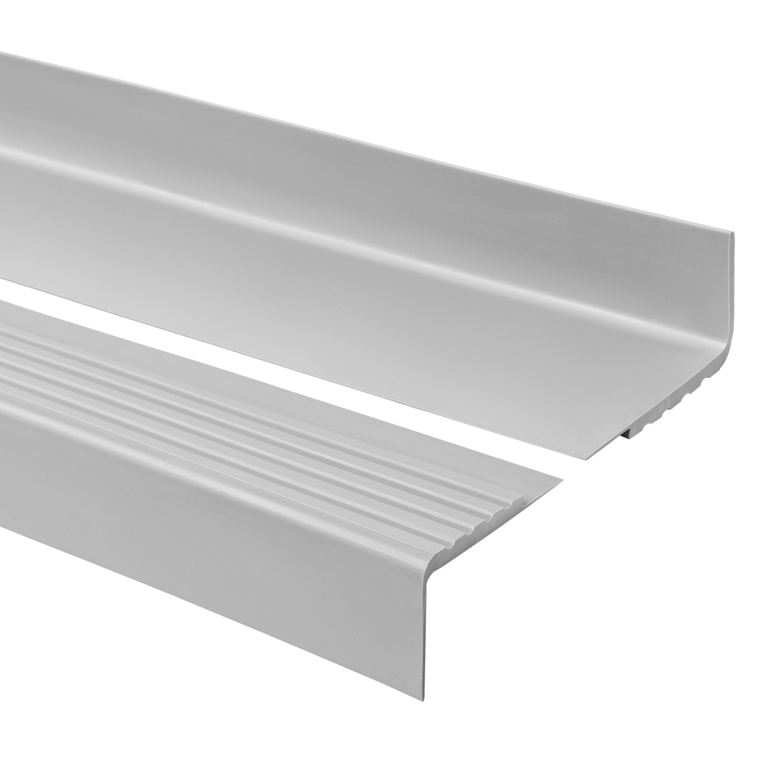 Profil schodowy 40x40 mm PVC na krawędzie stopni antypoślizgowy - 150 cm, szary