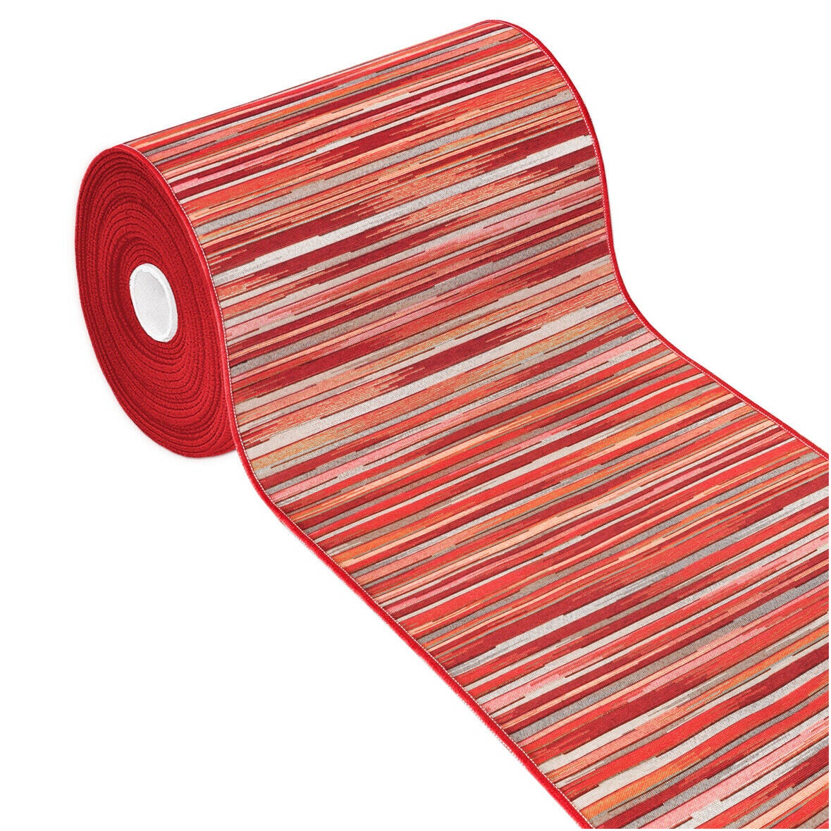 Alfombra de cocina 52x240 tejido plano gobelin tela corredor base antideslizante rayas efecto bambú burdeos