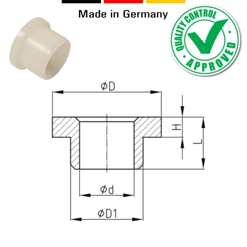 cyclingcolors 10x Boccole flangiate rondelle con bordo in plastica nylon 6.6 tondo isolamento imbottitura cuscinetto distanziatore (6 x 10 x 15 x 10 x - 2