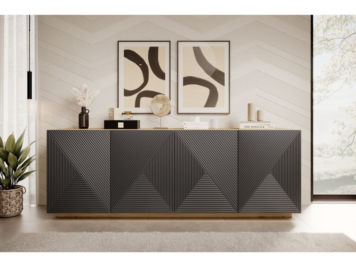 Merlin Alice Buffet 4 portes 200 cm ALICE BOBOCHIC Gris foncé | Leroy Merlin