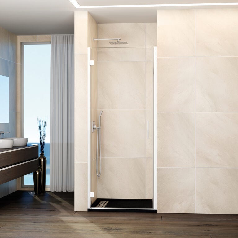 Paravan frontal GLASS 1 ușă batantă 75 cm (70,7-75,2) alb sticlă transparentă
