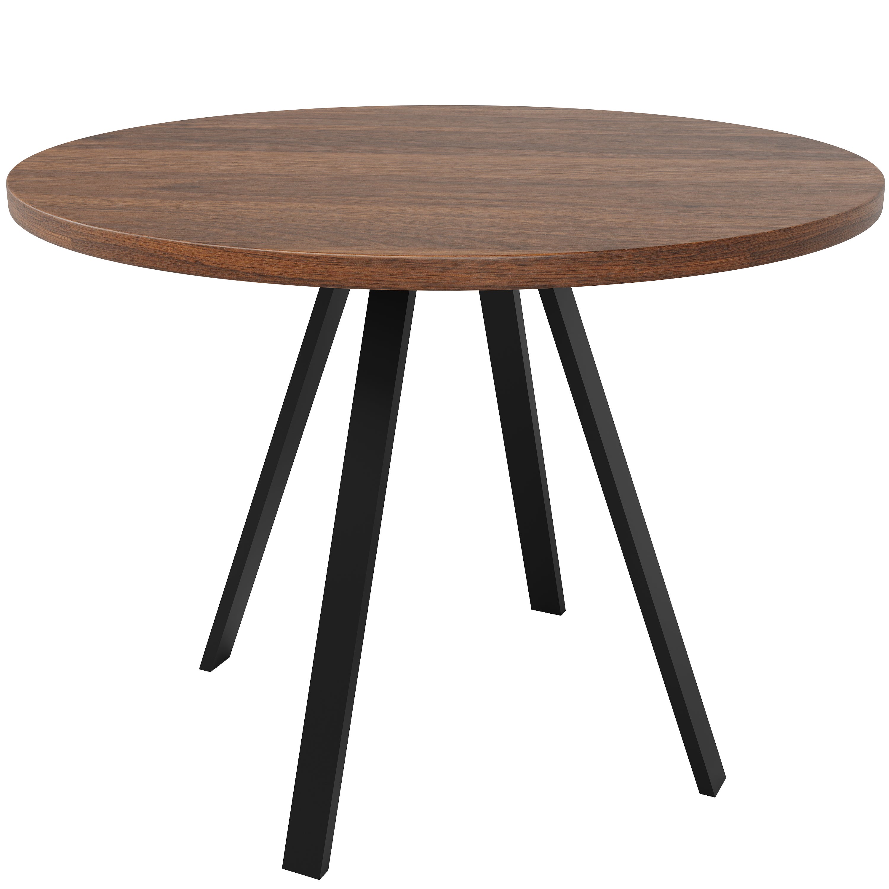 Okrągły stół jadalny dla 4-6 osób - 80 x 80 x 75 cm - MDF i nogi metalowe - Kolor orzechowy - 6
