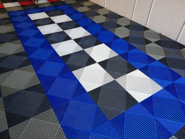 QUATTRO LINE BY POLYDAL - 6 dalles garage bleu (40x40x1.8cm) - sans travaux, résiste à 20t/m², résiste aux hydrocarbures